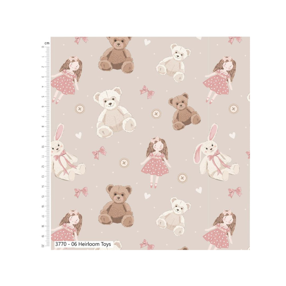 100% Cotton Fabric Toybox Treasures Heirloom Toys