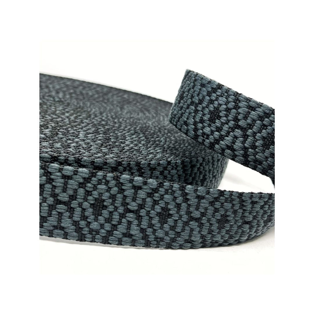 Black and Slate 38 mm Bag Handle Webbing