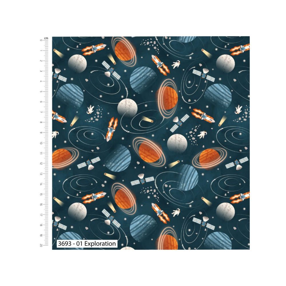 Cosmic Voyager Exploration Cotton Fabric