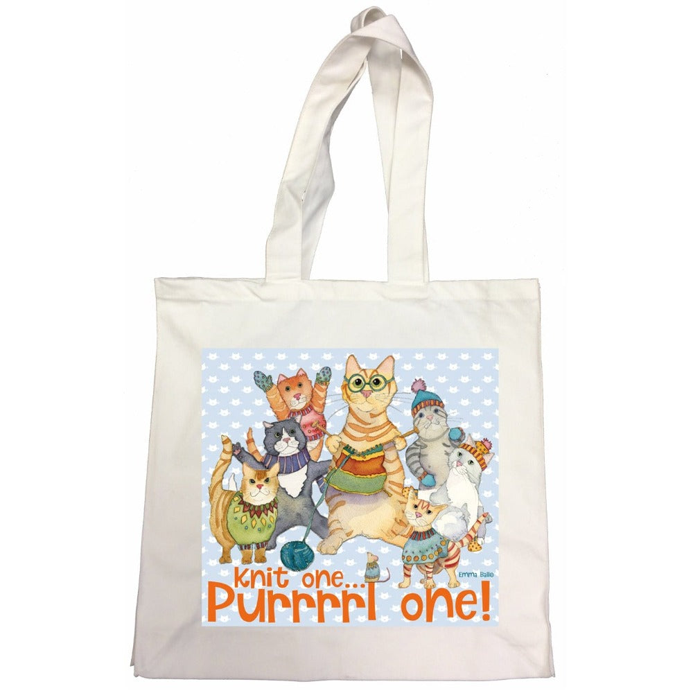 Emma Ball Knit One Purrrl One Canvas Tote Bag