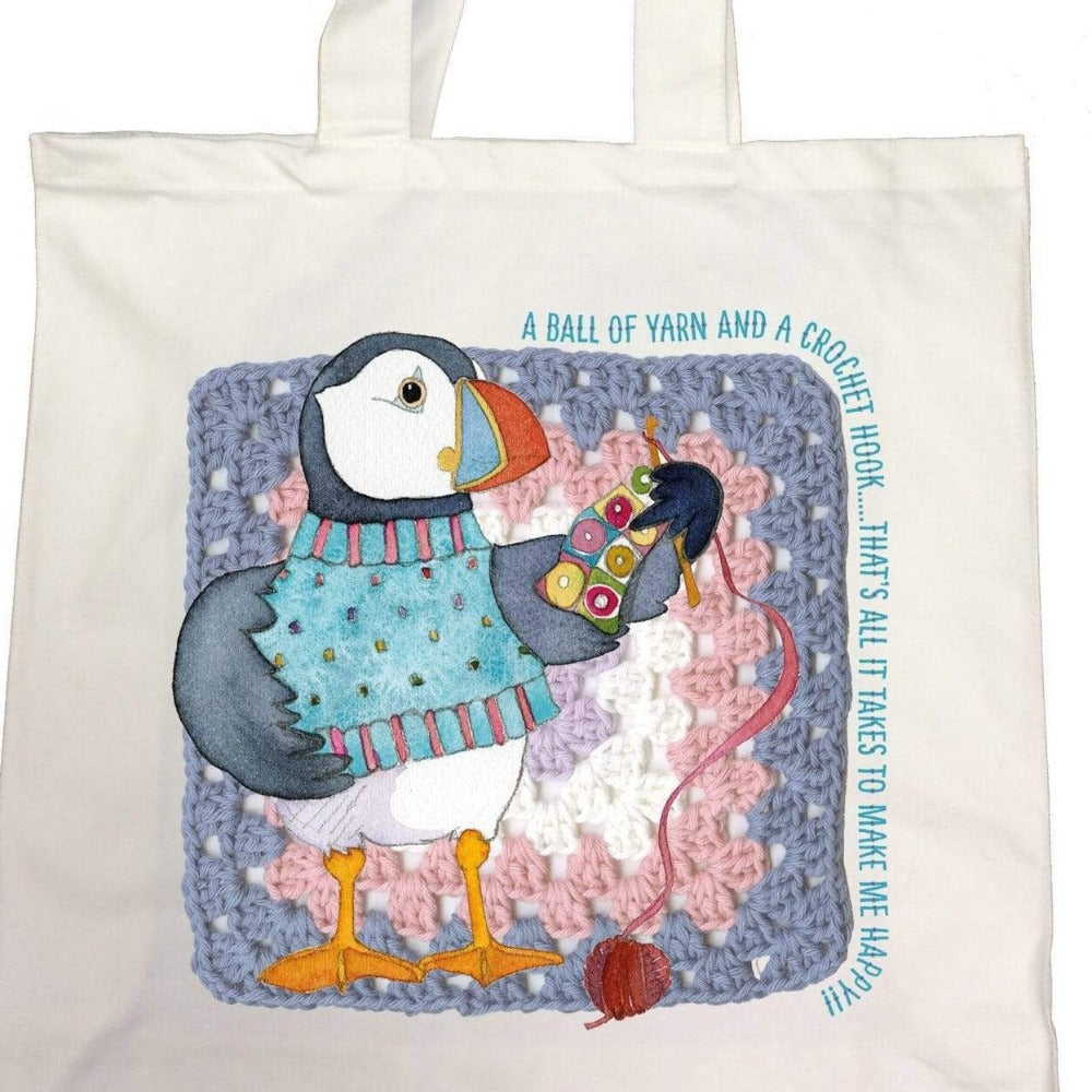 Emma Ball A Ball of Yarn and A Crochet Hook Canvas Tote Bag