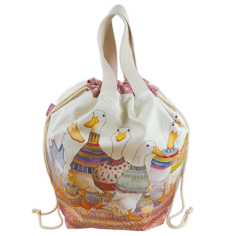 Emma Ball Dapper Ducks Large Drawstring Bag