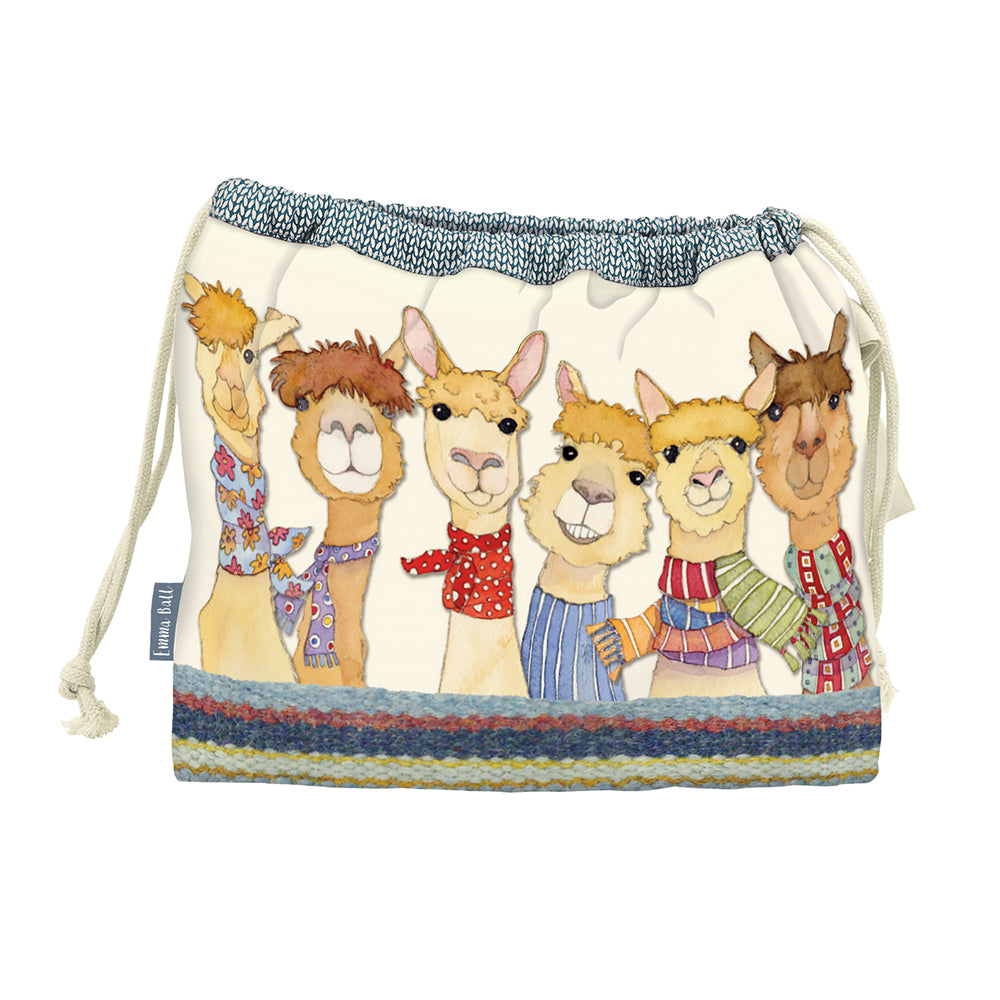 Emma Ball Happy Alpacas Drawstring Bag