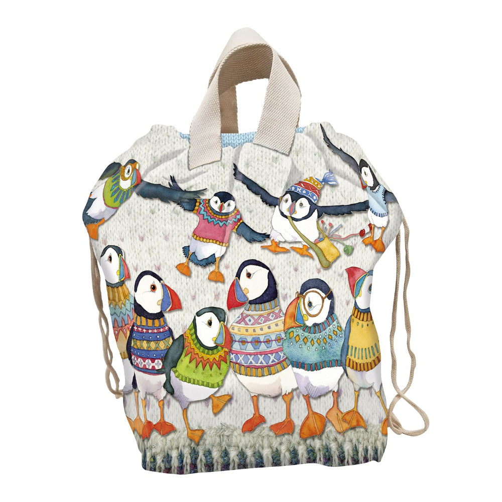 Emma Ball Woolly Puffins Large Bucket Bag