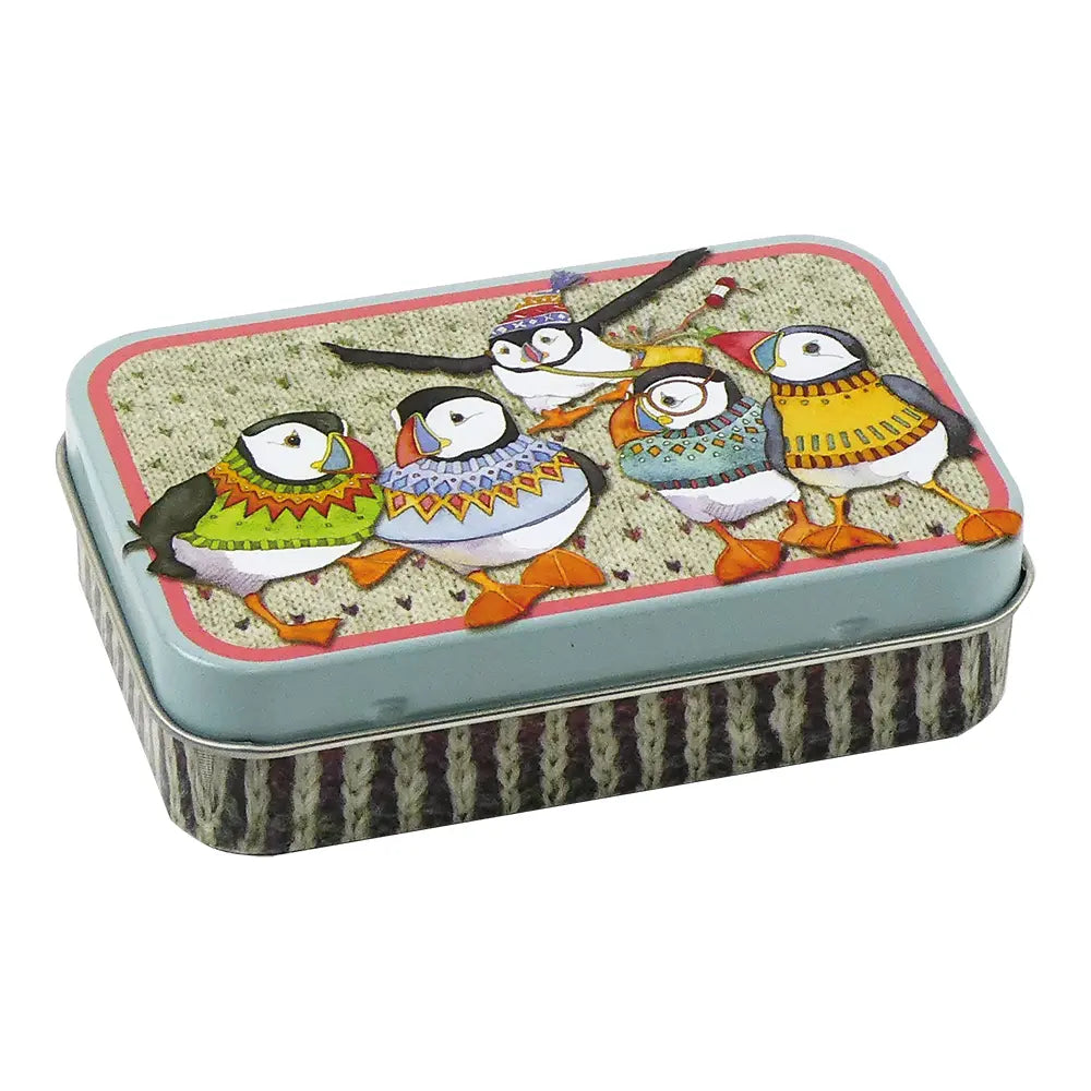 Emma Ball Woolly Puffins Mini Rectangular Tin