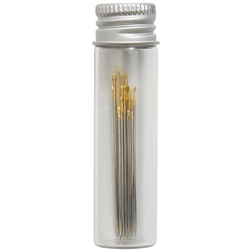 Gold Eye Household Assortment Needles in Glass Storage Tube