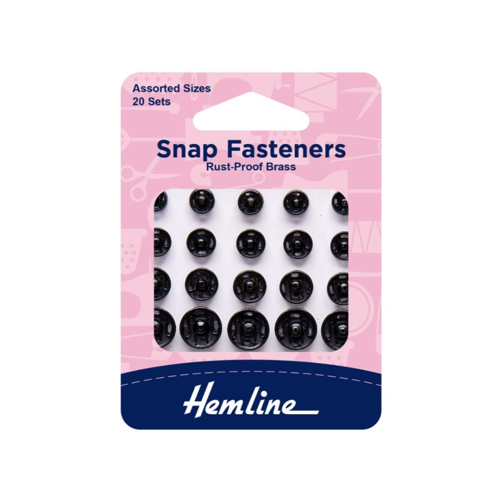 Hemline Assorted Snap Fasteners Black