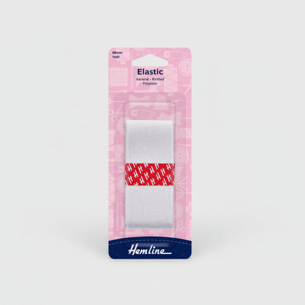 Hemline Elastic 40 mm White