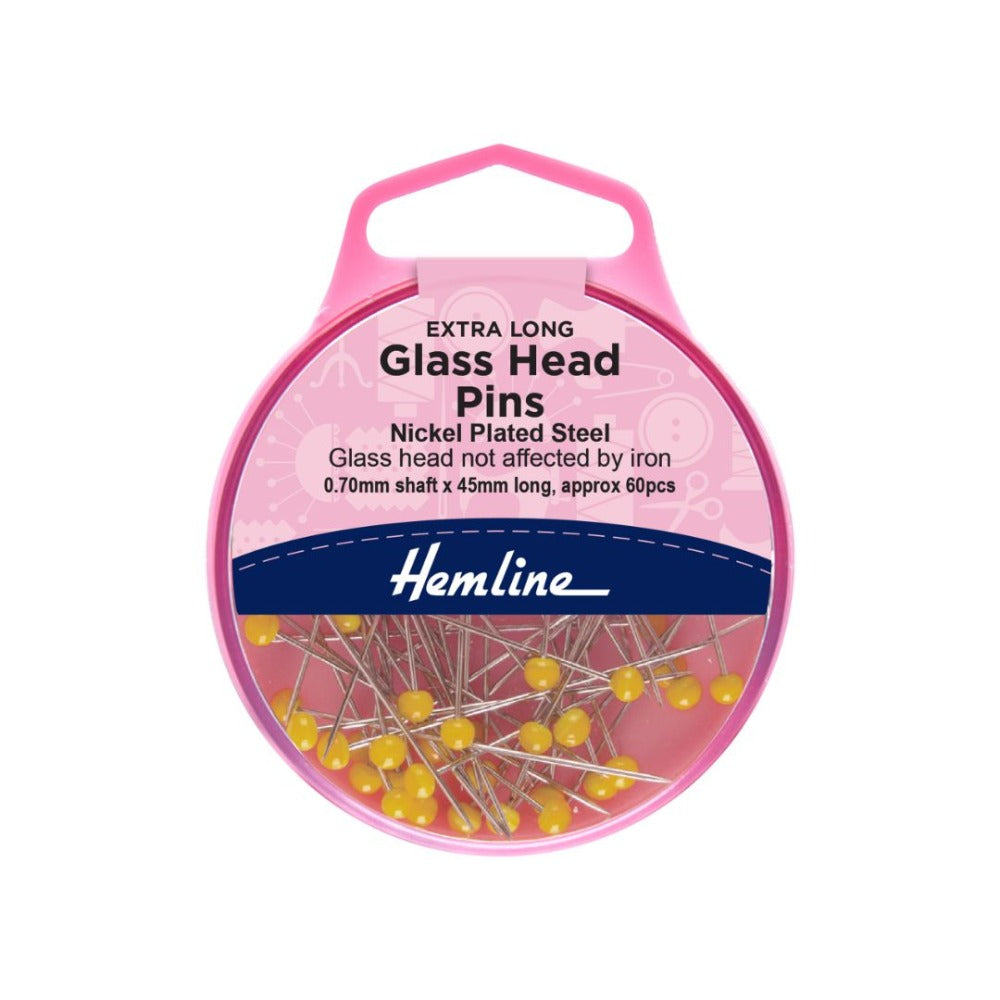 Hemline Glass Headed Pins 45 mm