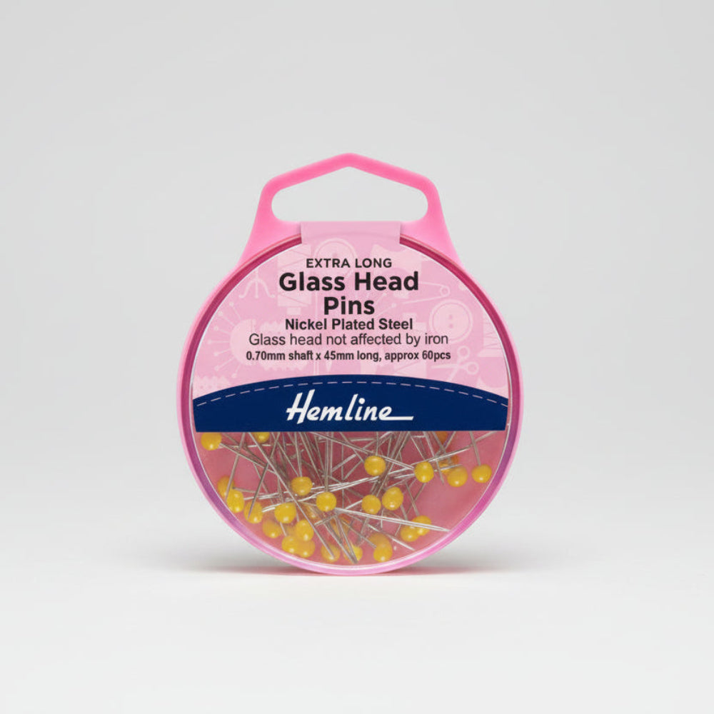 Hemline Glass Headed Pins 45 mm