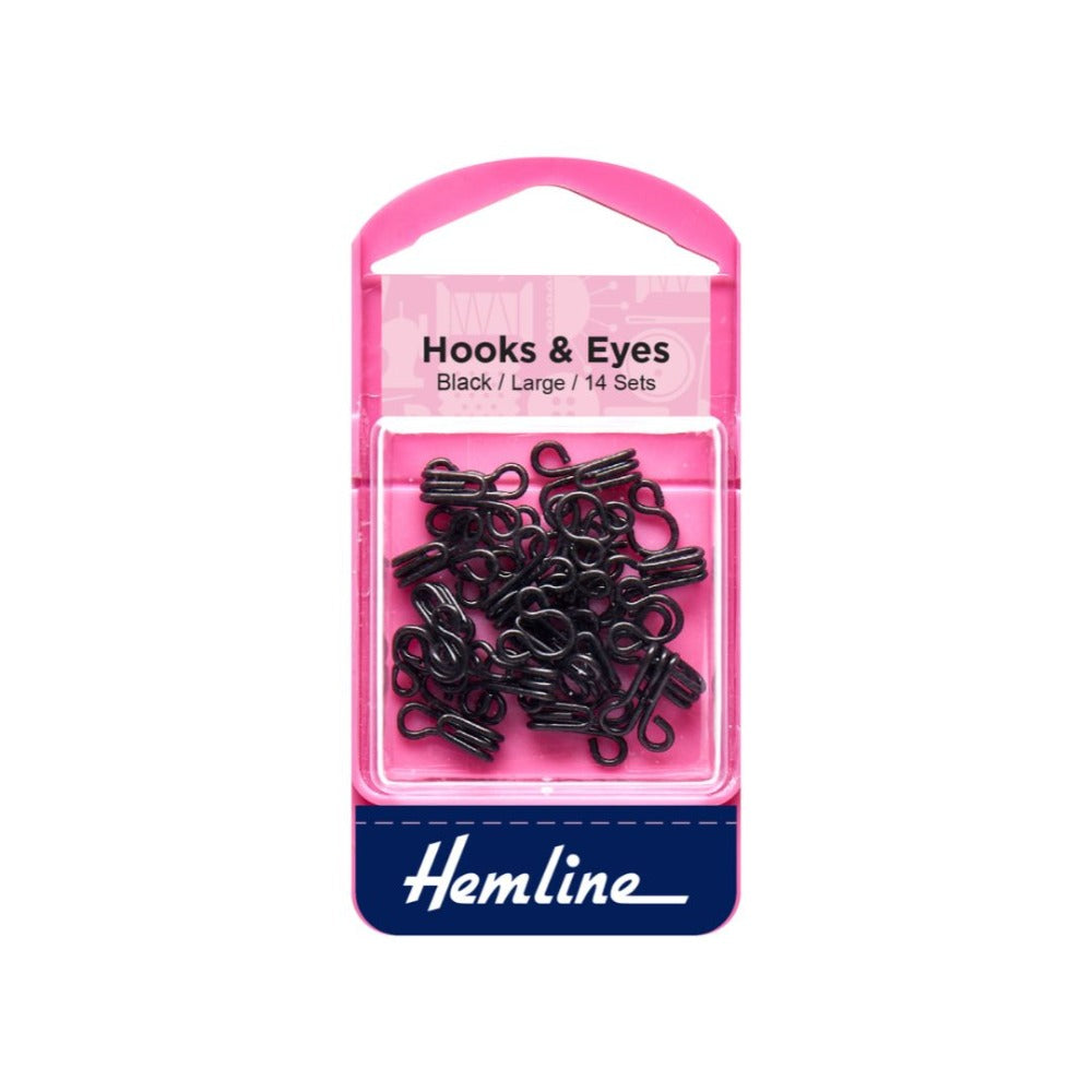 Hemline Hook and Eyes Black Size 3