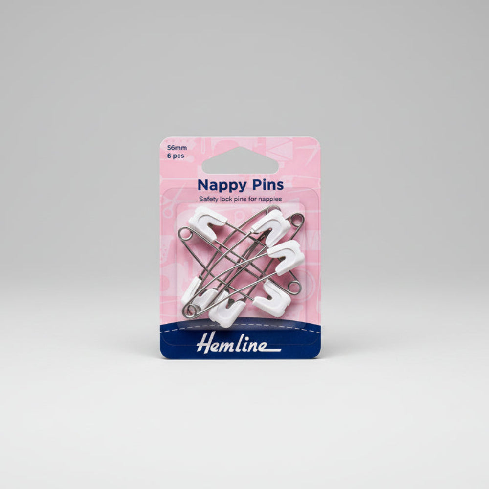 Hemline Nappy Pins 56 mm Pack of 6