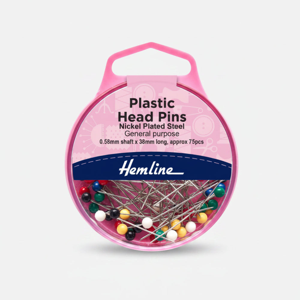 Hemline Plastic Headed Pins Pack of 75