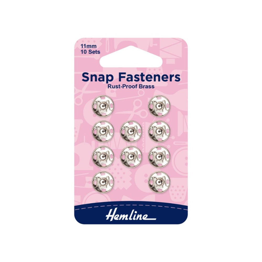 Hemline Snap Fasteners Silver 11 mm Pack of 10