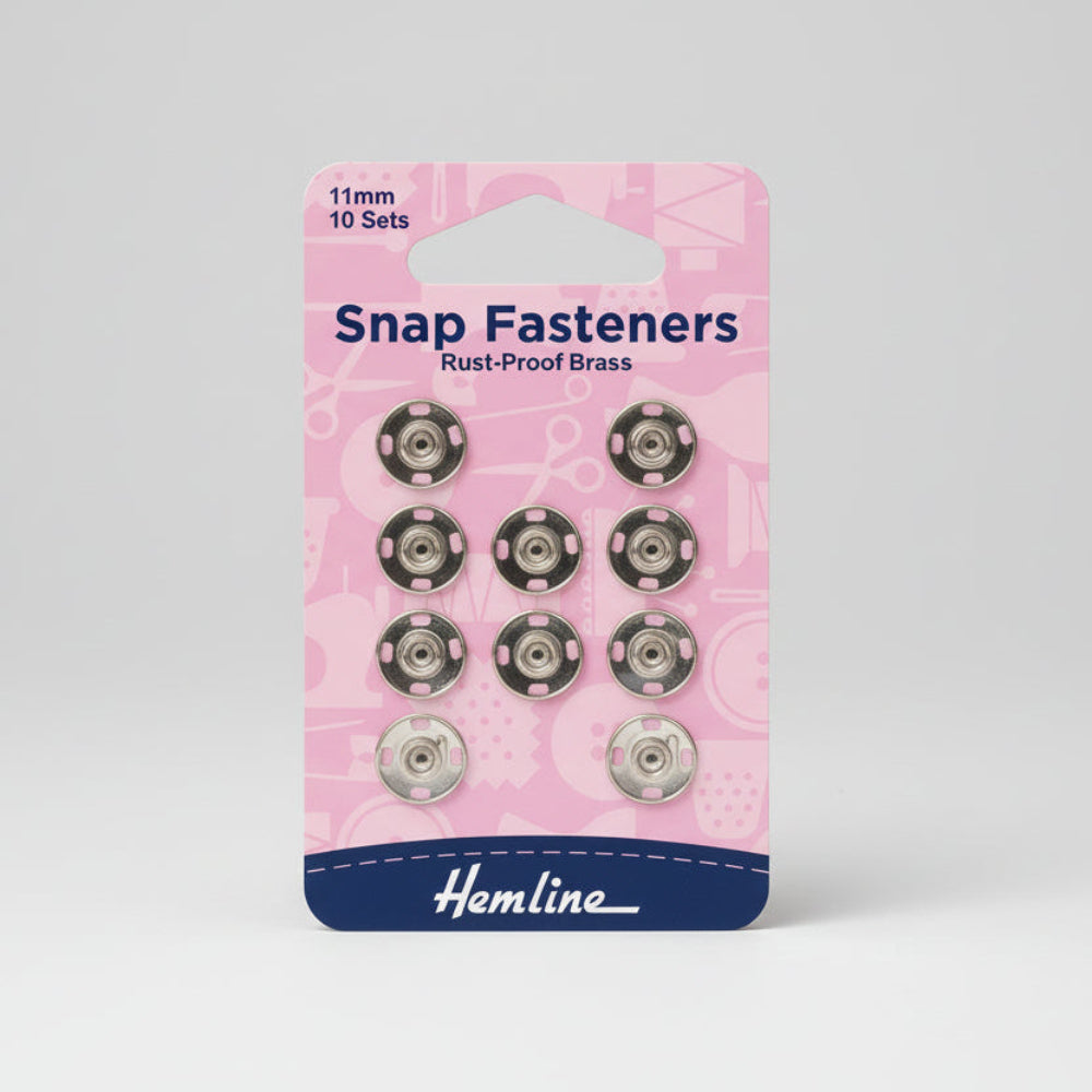Hemline Snap Fasteners Silver 11 mm Pack of 10