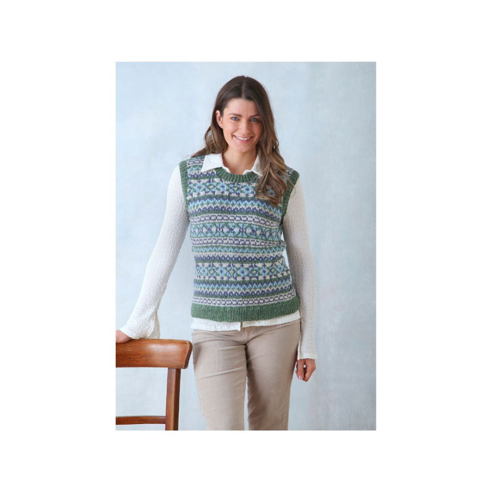 King Cole Aran Fair Isle Tank Top Knitting Pattern 6344