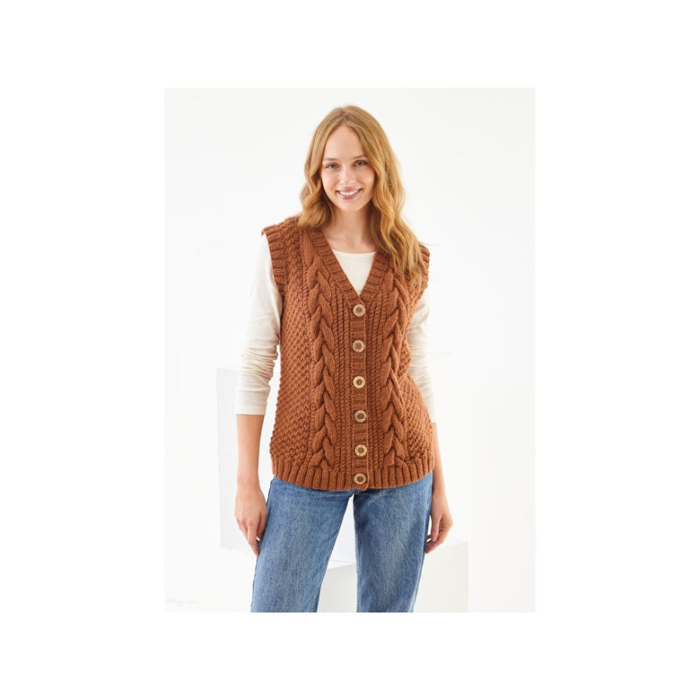 King Cole Aran Waistcoat Knitting Pattern 6426
