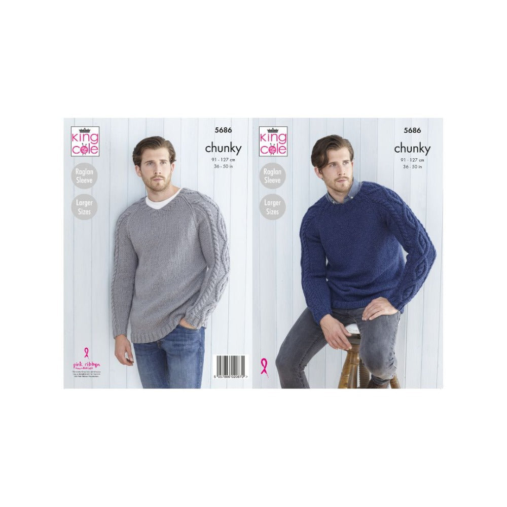 King Cole Mens Chunky Sweater Knitting Pattern 5686