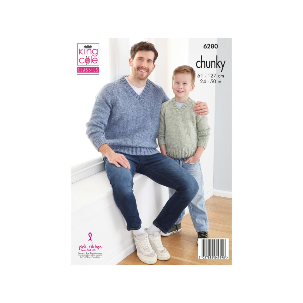 King Cole Sweater Chunky Knitting Pattern 6280