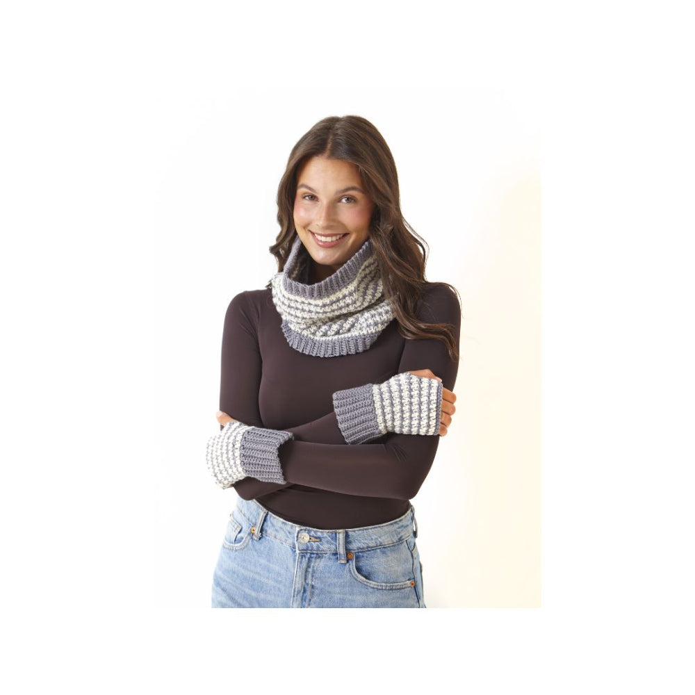 King Cole Crochet Cowl and Gloves Pattern 6439