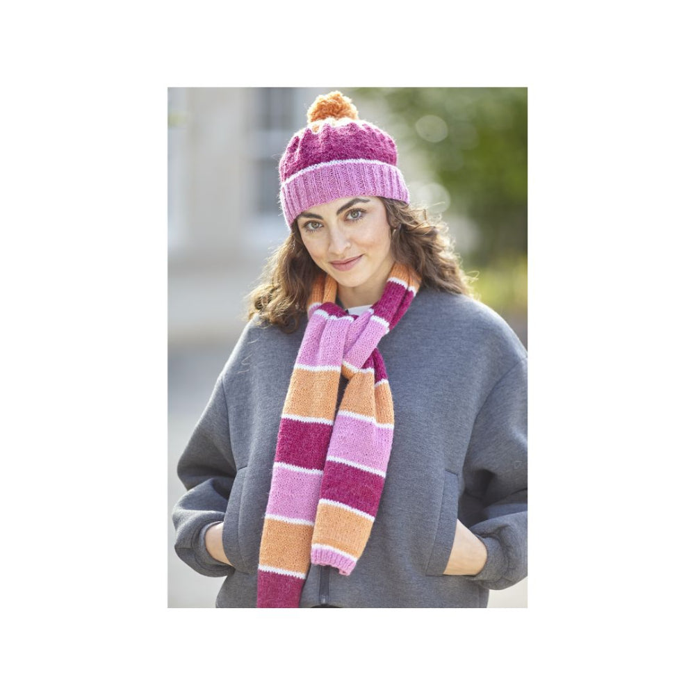 King Cole DK Hat and Scarf Knitting Pattern 6458