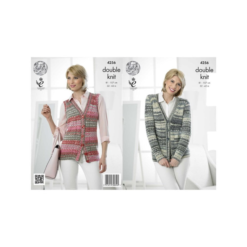 King Cole DK cardigan and Waistcoat Knitting Pattern 4256