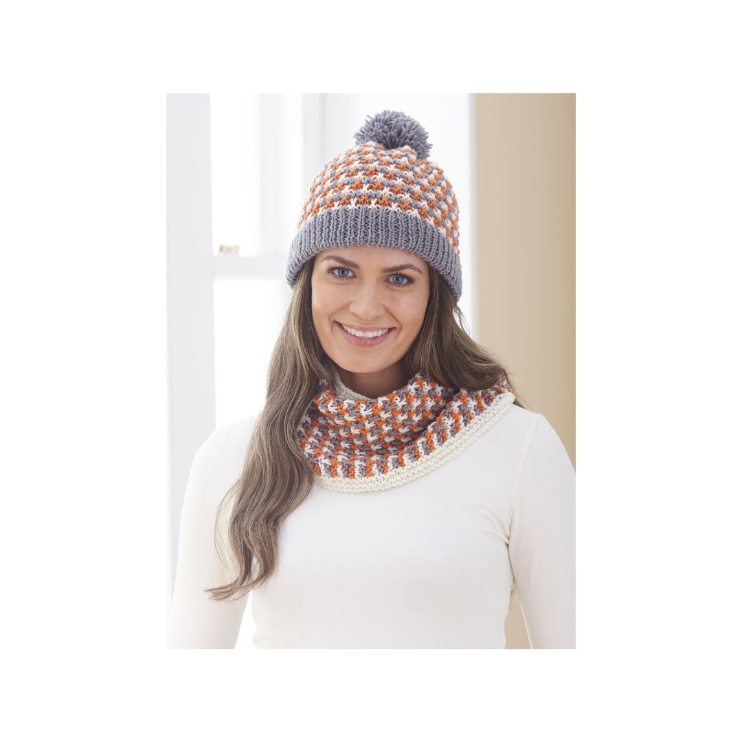 King Cole DK Hat and Cowl Knitting Pattern 6267