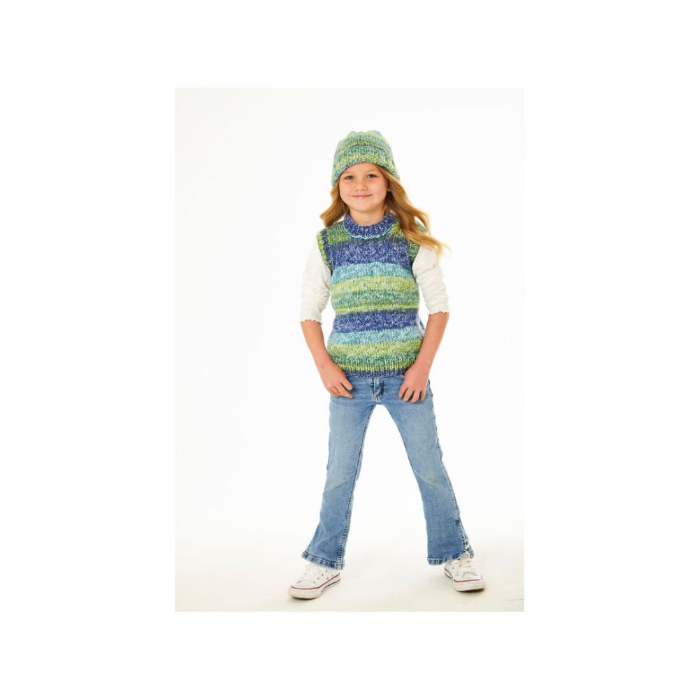 King Cole Kids Chunky Hat and Slipover Knitting Pattern 6400