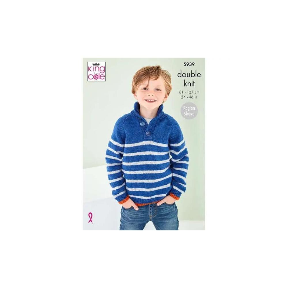 King Cole Kids DK Sweater Knitting Pattern 5939