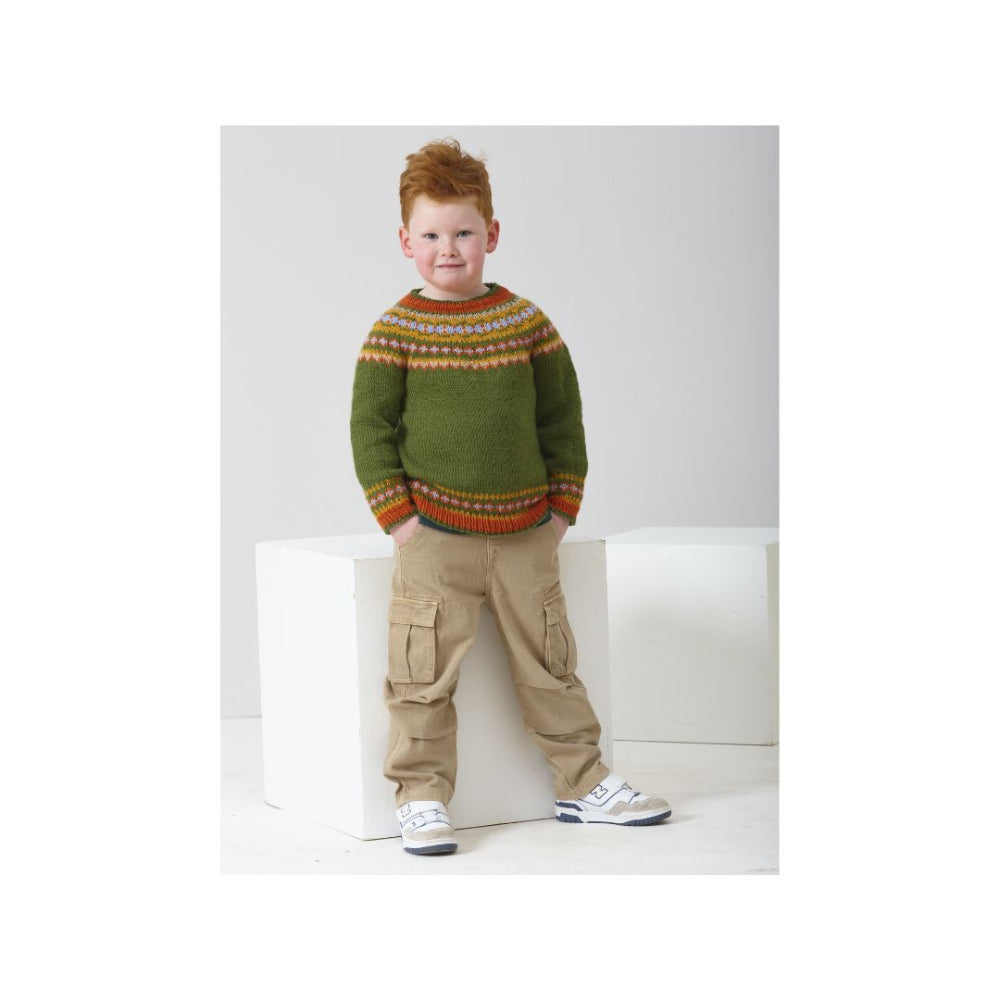 King Cole Knitted in the Round Fair Isle Sweater Knitting Pattern 6346