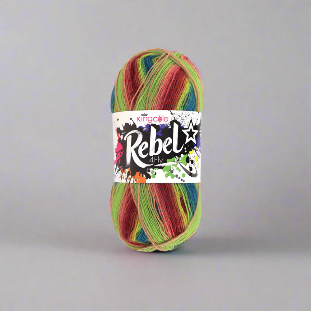 King Cole Rebel 4 Ply Self Striping Sock Yarn