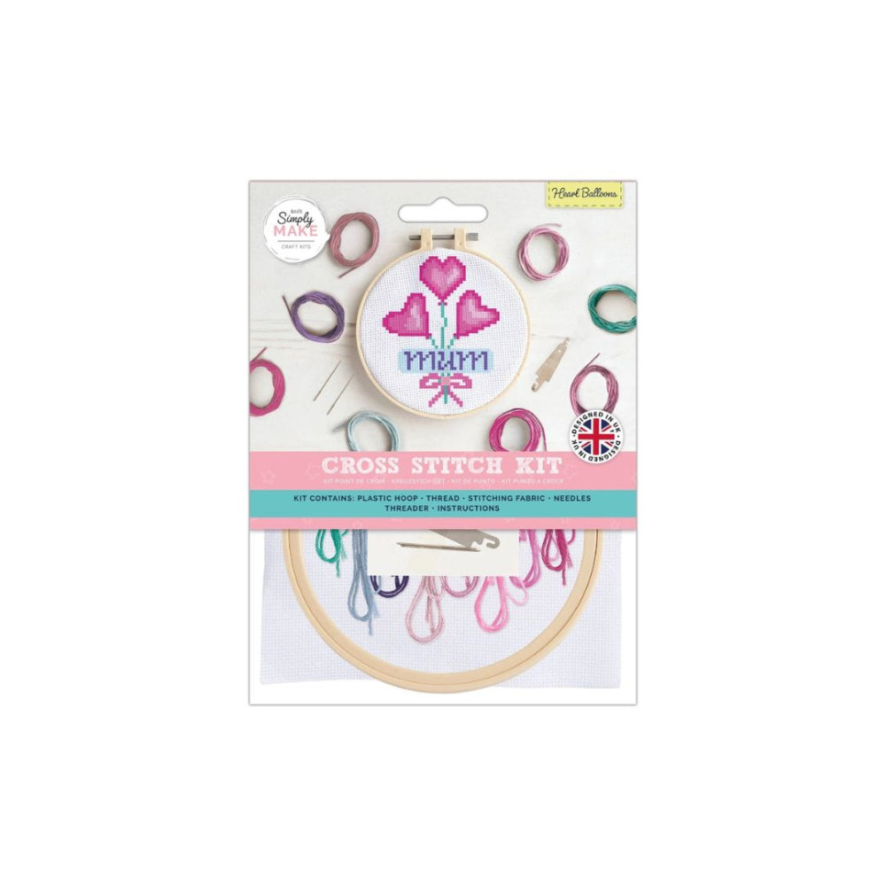 Mum Heart Balloons Cross Stitch Kit