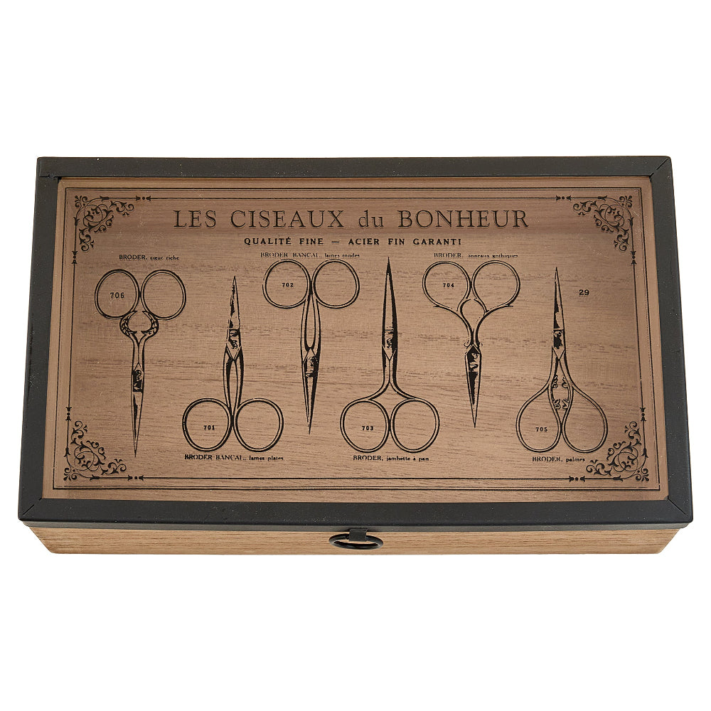 Parisian Scissors Vintage Wooden Box