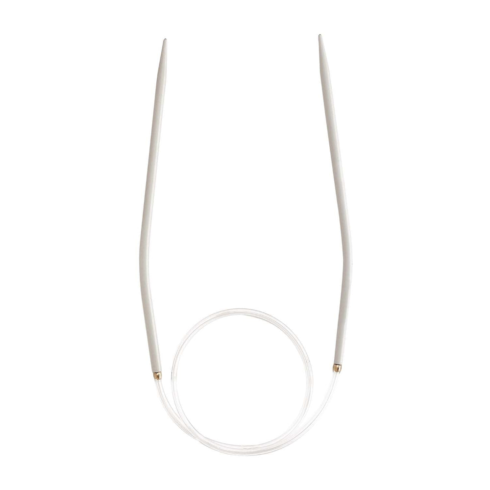 White circular knitting needle on a white background