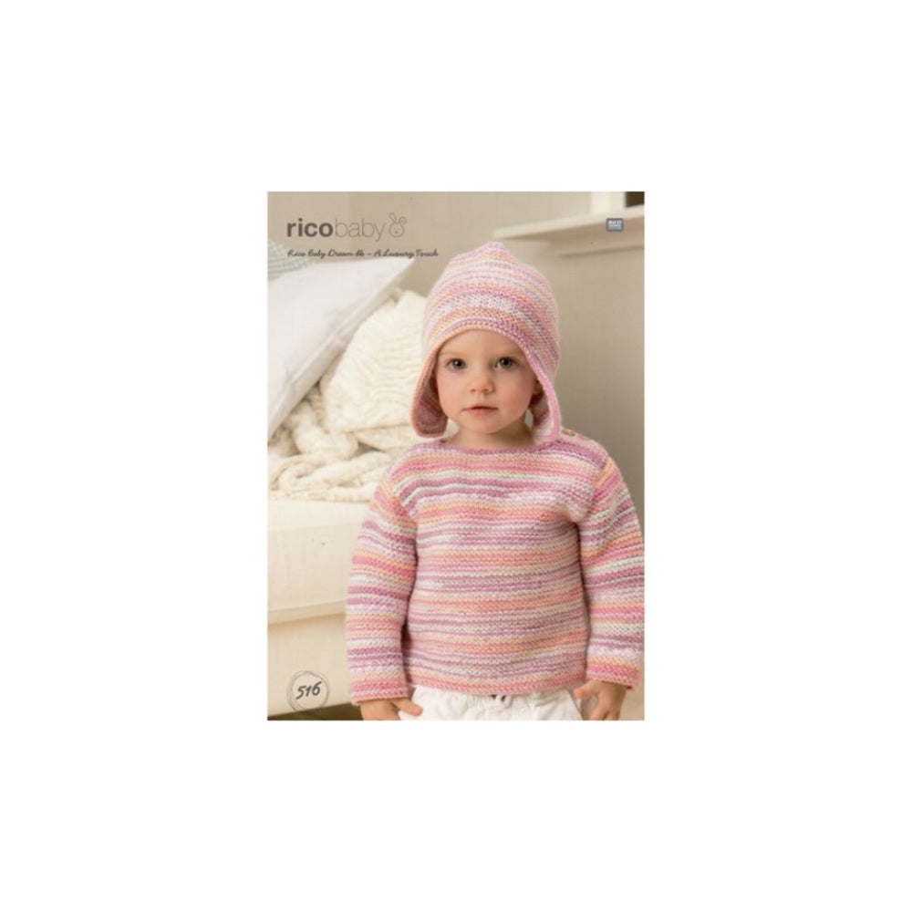 Rico Baby Sweater and Hat Knitting Pattern 516
