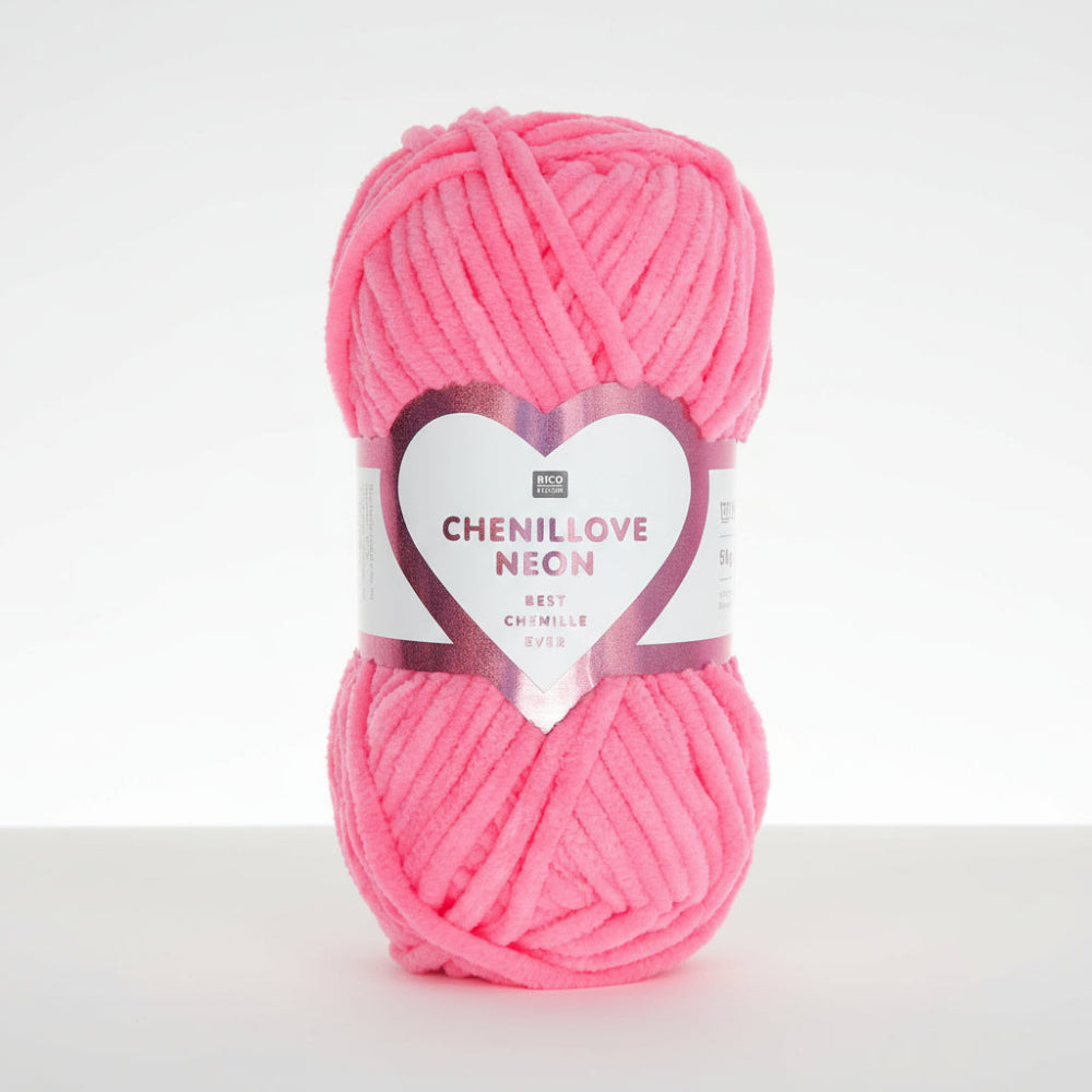 Rico Creative Chenillove Neon Yarn - Anti Shed Chenille perfect for Crochet