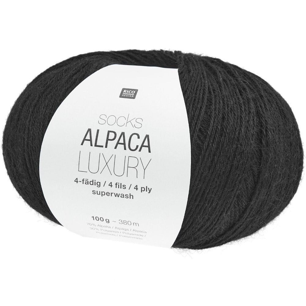 Rico Socks Alpaca Luxury 4 Ply Yarn Black