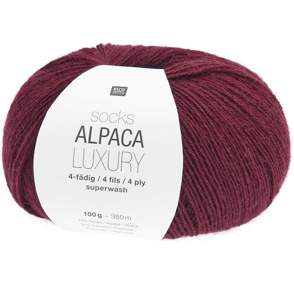 Rico Socks Alpaca Luxury 4 Ply Yarn Bordeaux