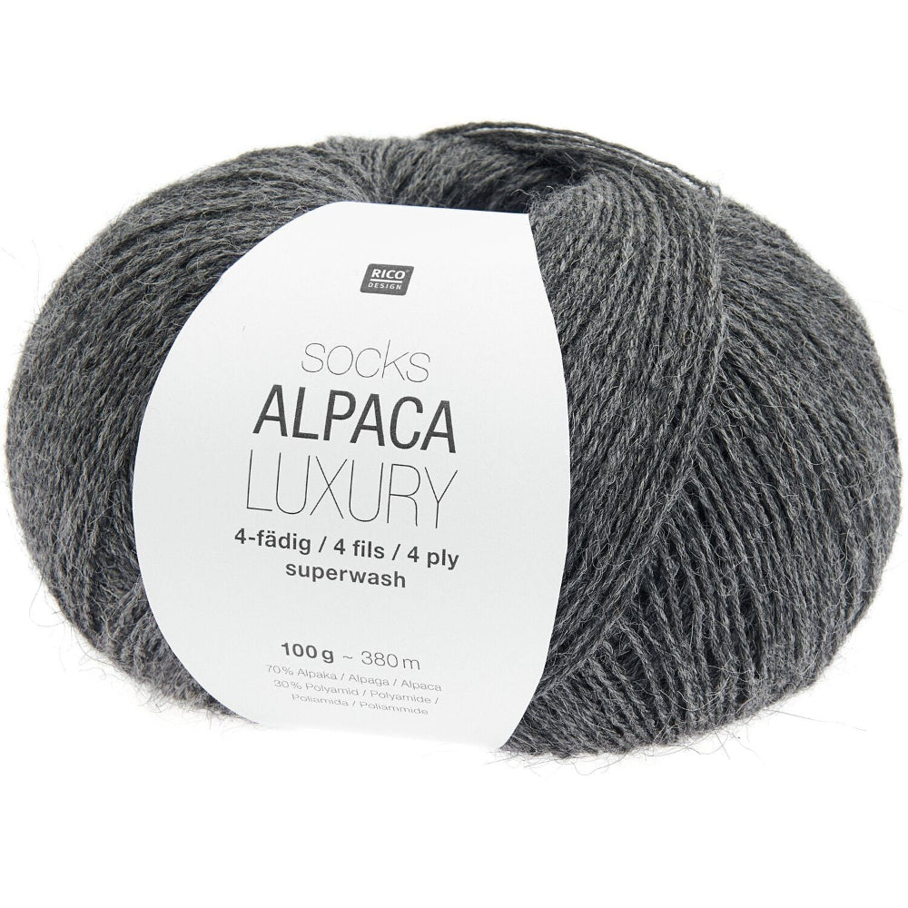 Rico Socks Alpaca Luxury 4 Ply Yarn Grey