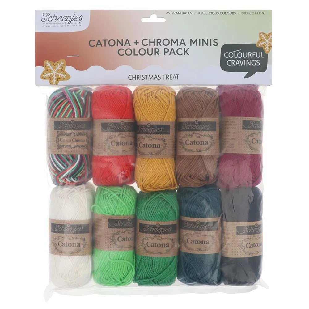 Packaged yarn set with colourful skeins and 'Scheepjes' branding on a white background