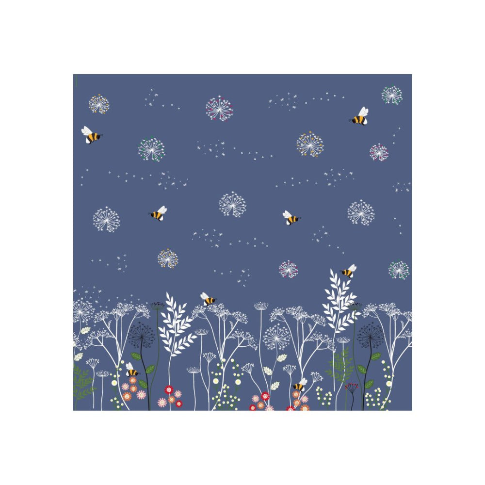 Sewing Sanctury Chanting Meadow Double Border Sea Blue Cotton Fabric