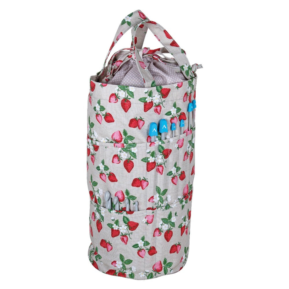 Strawberries Drawstring Knitting Bag
