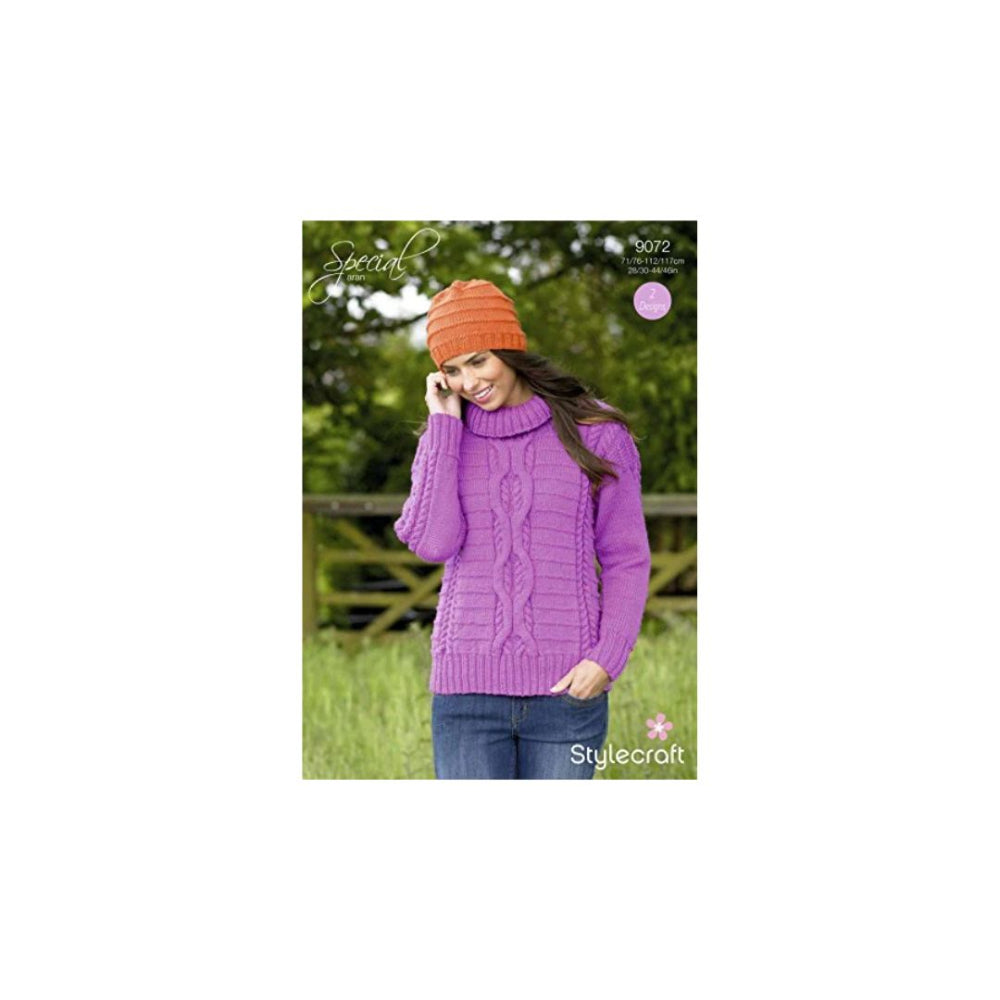 Stylecraft Aran Sweater and Hat Knitting Pattern 9072