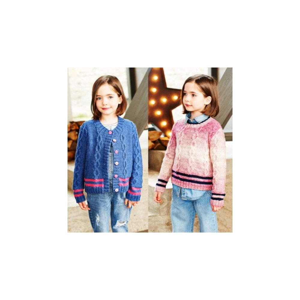 Stylecraft Kids Dk Sweater and Cardigan Knitting Pattern 9544