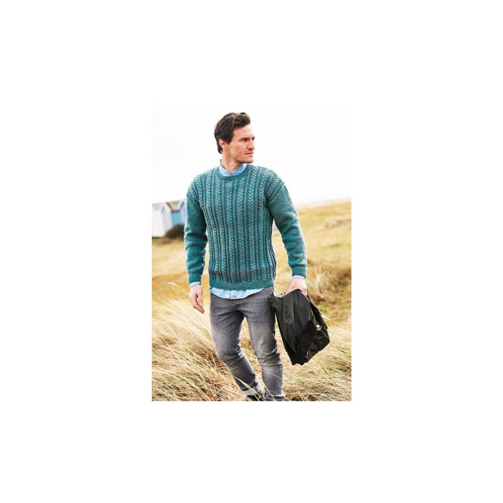 Stylecraft Mens Aran Sweater Knitting Pattern 9875