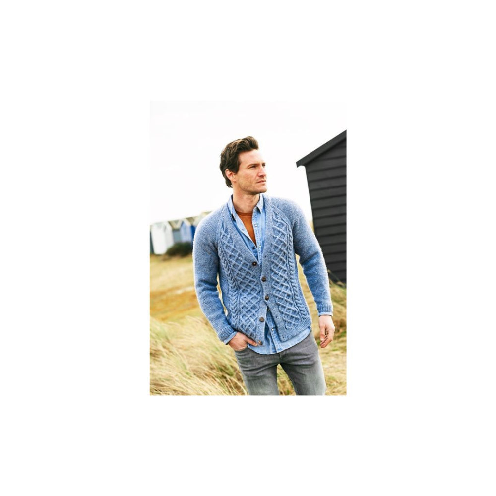 Stylecraft Mens V Neck Aran Cardigan Knitting Pattern 9876