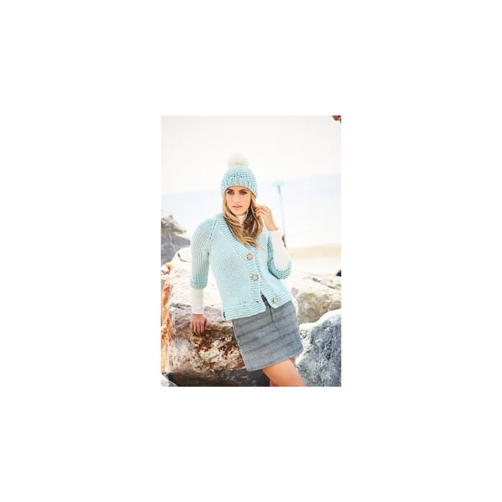 Stylecraft Super Chunky 3/4 Sleeve Cardigan Knitting Pattern 9353