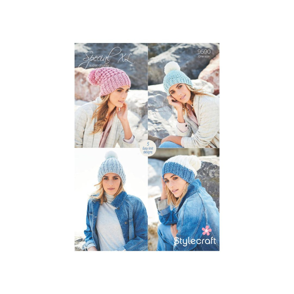 Stylecraft Super Chunky Hat Knitting Pattern 9590