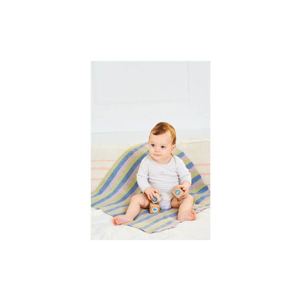Stylecraft Three Colour Baby Blanket Knitting Pattern 10238