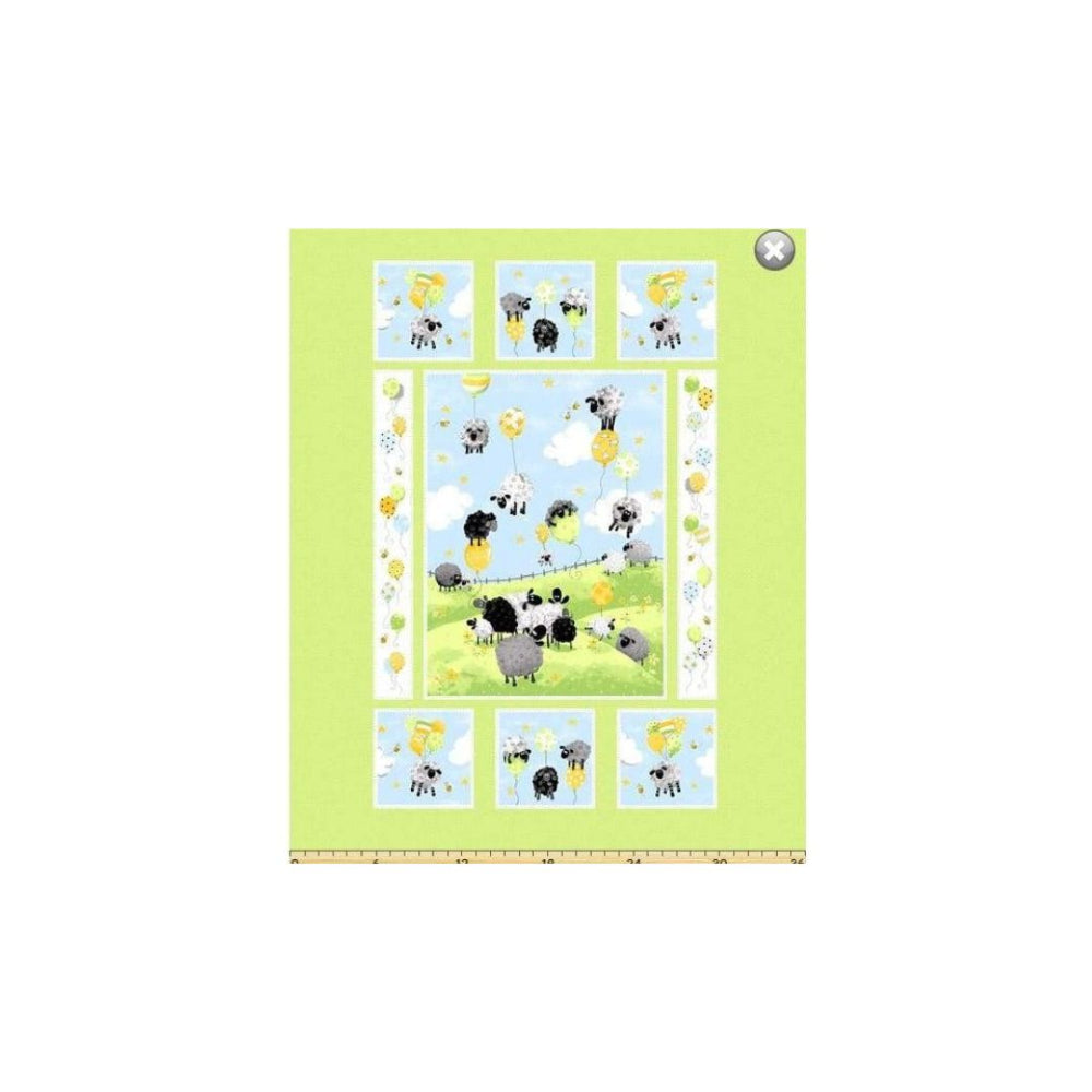 Susybee Lewe the Ewe Sheep on Balloons Quilt Panel